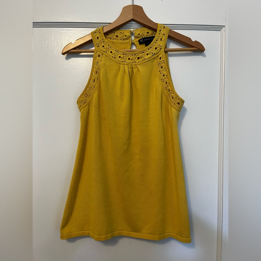 Vintage Y2K INC boho Mustard Lace Detail Tank Top 🌞SALE!!!